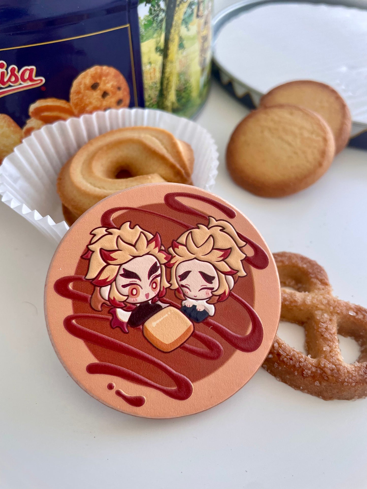 Rengoku Brothers Embossed Wooden Pin Cookie