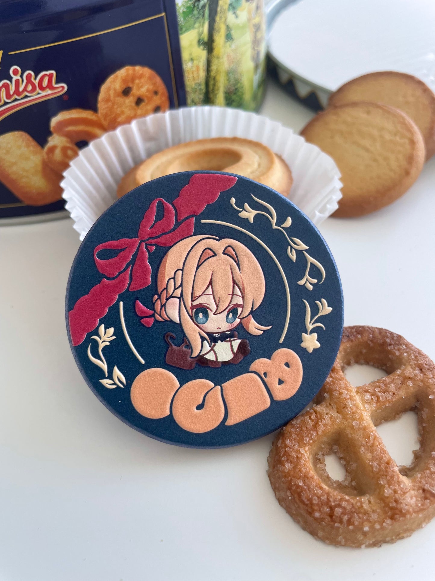 Violet Evergarden Embossed Wooden Pin Cookie