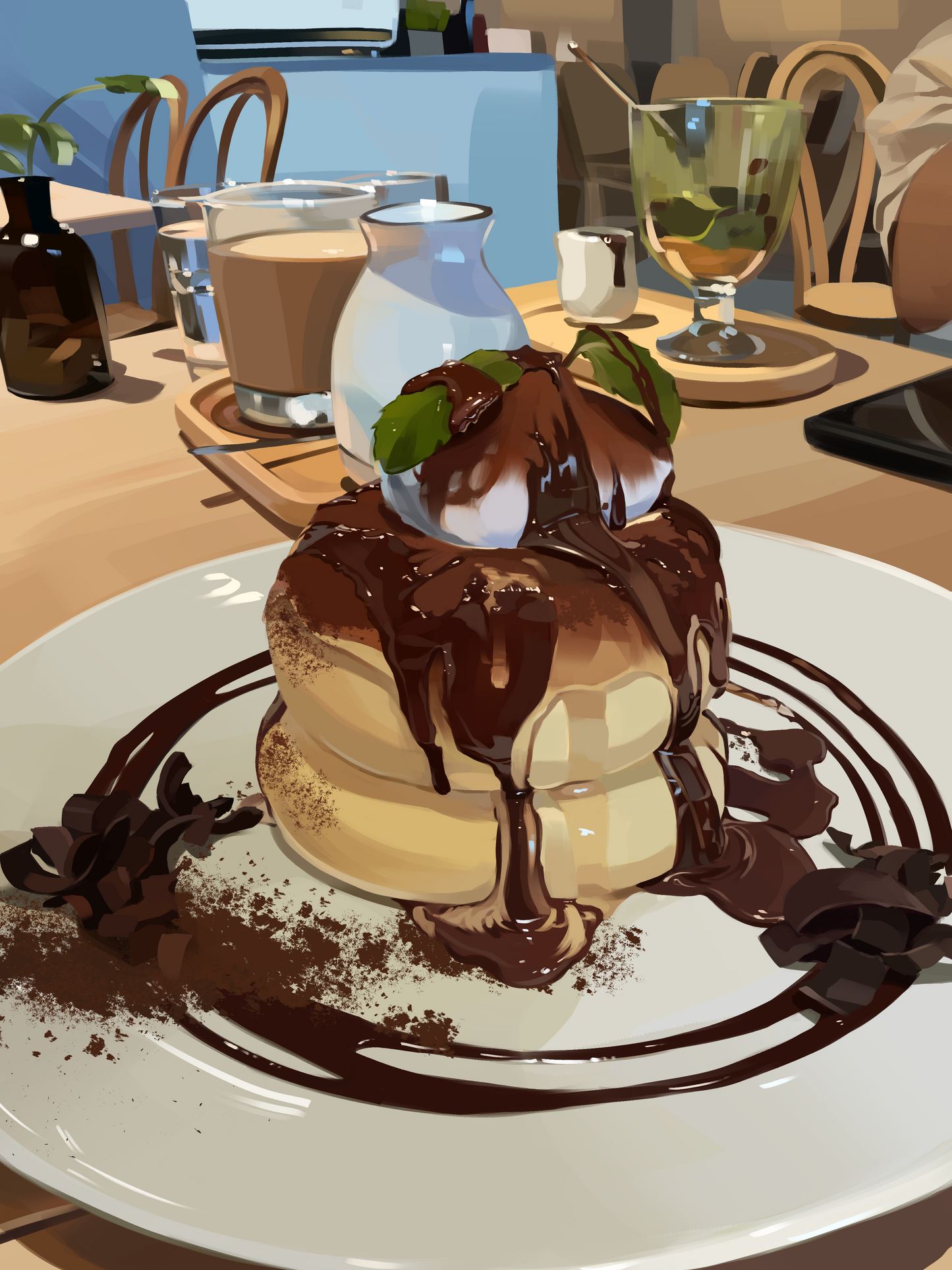 Yummy Chocolate Souffle Pancake Print